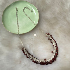 Sterling Silver Natural Garnet Necklace