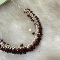 Sterling Silver Natural Garnet Necklace