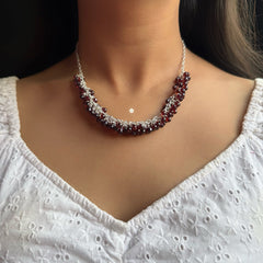 Sterling Silver Natural Garnet Necklace
