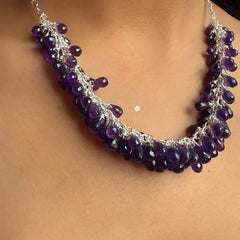 Sterling Silver Natural Amethyst Necklace