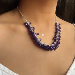 Sterling Silver Natural Amethyst Necklace