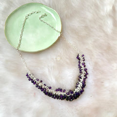 Sterling Silver Natural Amethyst Necklace
