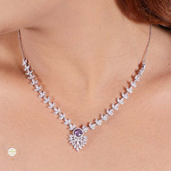 Sterling Silver Sparkling Petal Necklace Set
