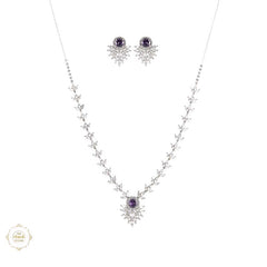 Sterling Silver Sparkling Petal Necklace Set