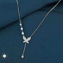 Sterling Silver Sparkling Silver Butterfly Necklace