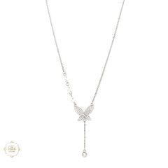 Sterling Silver Sparkling Silver Butterfly Necklace