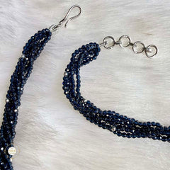 Sterling Silver Sparkling Blue Orbit Necklace with Earring