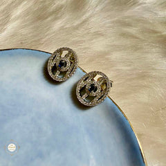 Sterling Silver Sparkling Blue Orbit Necklace with Earring