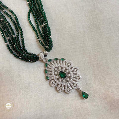 Sterling Silver Sparkling Emerald Elegance Necklace with Earring