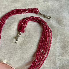 Sterling Silver Sparkling Pink Radiance Necklace with Earring