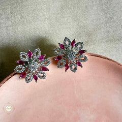 Sterling Silver Sparkling Pink Radiance Necklace with Earring