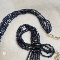 Sterling Silver Sparkling Navy Twilight Necklace with Earring