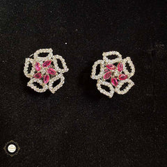 Sterling Silver Sparkling Mystic Ruby Blossom Necklace with Earring