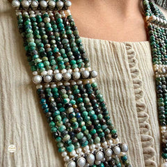 Sterling Silver Hand Carved Turquoise Durga Necklace