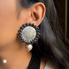 Sterling Silver Hand Carved Black Durga Necklace