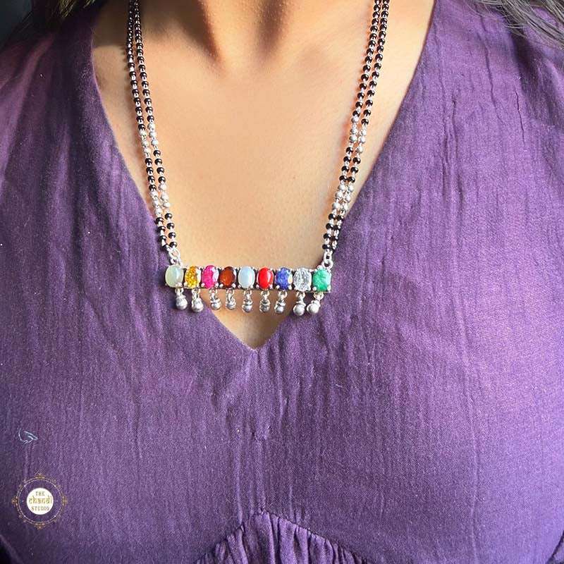 Shop Silver Navaratna Mangalsutra