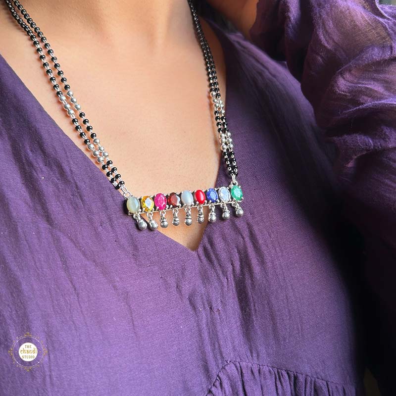 Buy Silver Navratna Mangalsutra