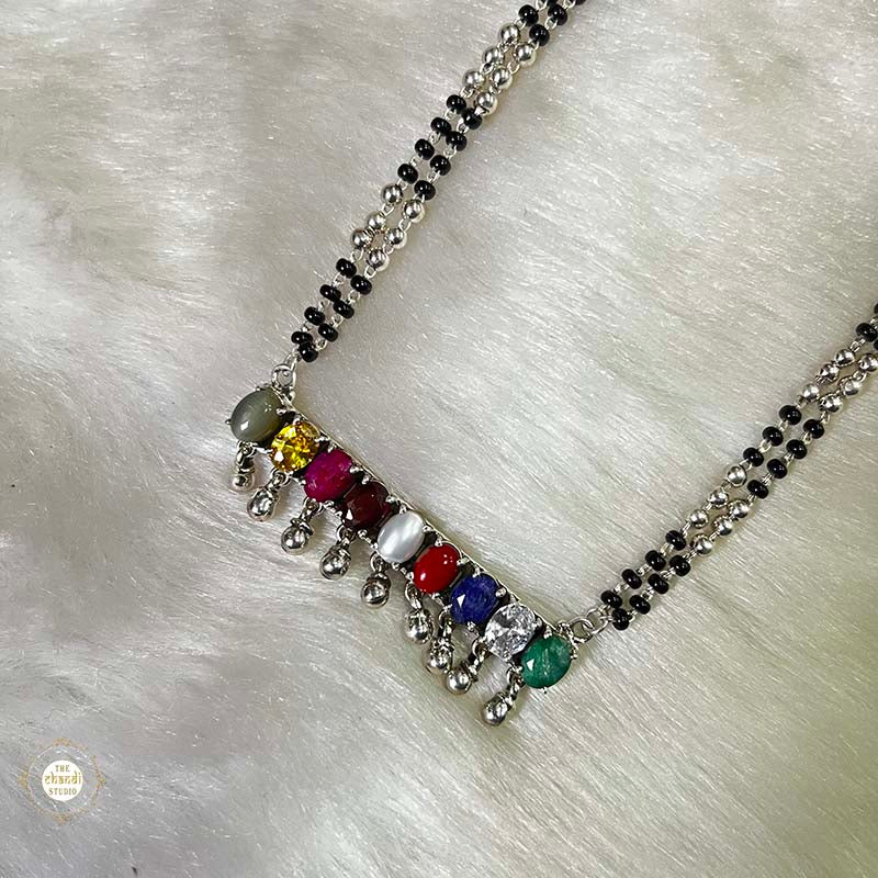 Purchase Silver Navratna ghungroo Mangalsutra