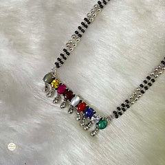 Purchase Silver Navratna ghungroo Mangalsutra
