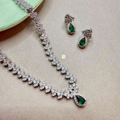 Sparkling Silver Aqua Grace Necklace Set