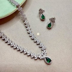 Sparkling Silver Aqua Grace Necklace Set