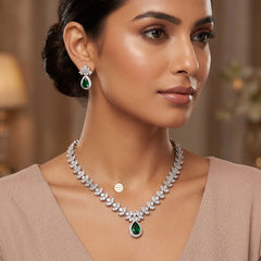 Sparkling Silver Aqua Grace Necklace Set