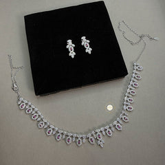 Sparkling Silver Petal Glow Necklace Set