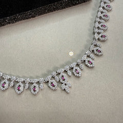 Sparkling Silver Petal Glow Necklace Set