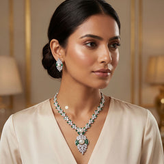 Sparkling Silver Mint Radiance Necklace Set