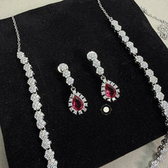 Sparkling Silver Twilight Bloom Necklace Set