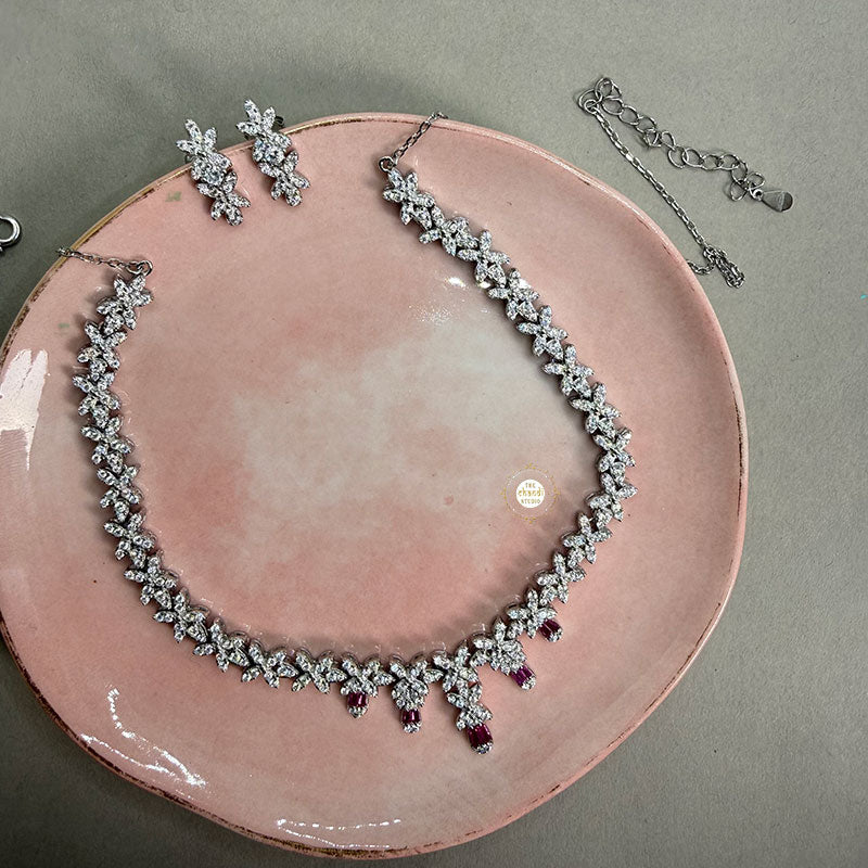 Shop Sparkling Silver Rosette Grace Necklace Set