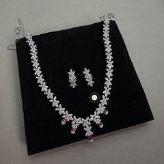 Sparkling Silver Rosette Grace Necklace Set