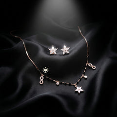 Sterling Silver Sparkling Floral Radiance Mangalsutra with Earring