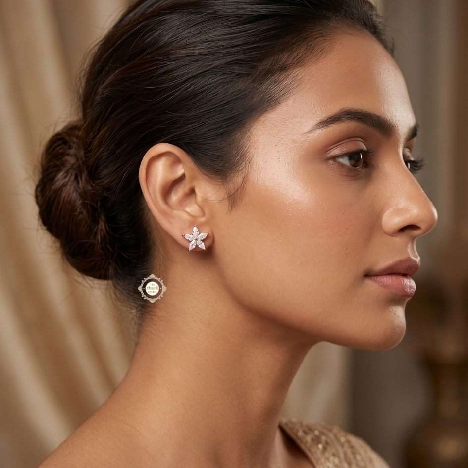 Sterling Silver Sparkling Floral Radiance Mangalsutra with Earring