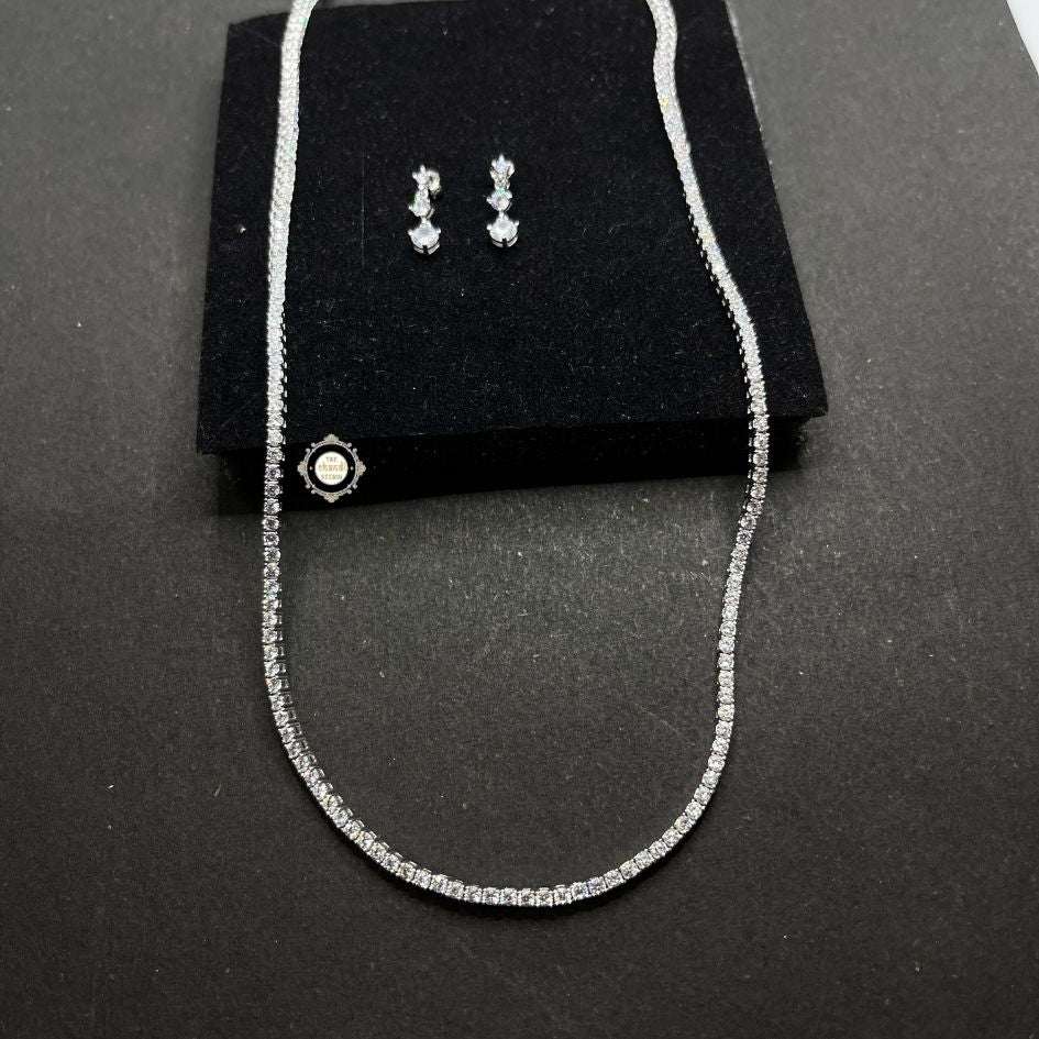 Sterling Silver Sparkling Celeste Tennis Necklace Set