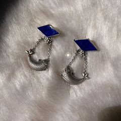 Sterling Silver Dilkash Machali Drop Earring