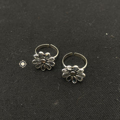 Pure 925 Sterling Silver Flower Toe Ring