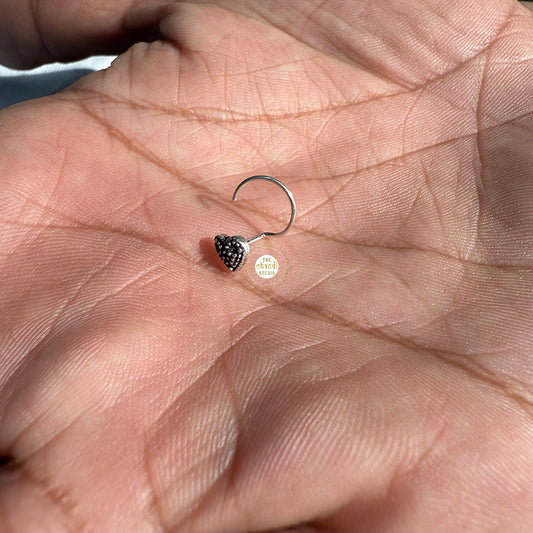 925 Sterling Silver Heart  Nose Pin (Wired)