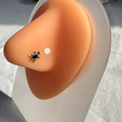 925 Sterling Silver Tortoise Nose Pin (Wired) Red