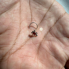 925 Sterling Silver Tortoise Nose Pin (Wired) Red