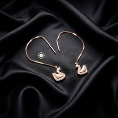 Sterling Silver Sparkling Swan Threader Earring
