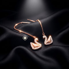 Sterling Silver Sparkling Swan Threader Earring