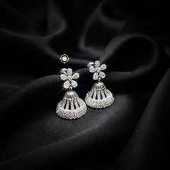 Sterling Silver Sparkling Flower Jhumki
