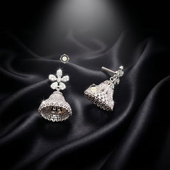 Sterling Silver Sparkling Flower Jhumki