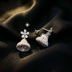 Sterling Silver Sparkling Flower Jhumki