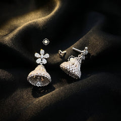 Sterling Silver Sparkling Flower Jhumki