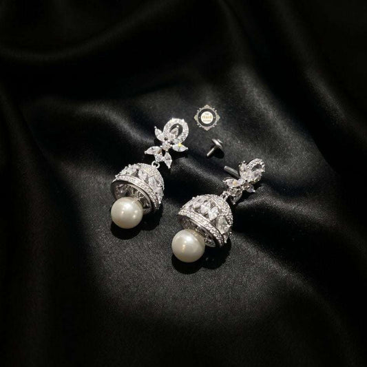 Sterling Silver Sparkling Moti Jhumki