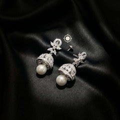 Sterling Silver Sparkling Moti Jhumki