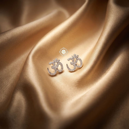 Sterling Silver Sparkling Om Earring