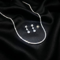 Sterling Silver Sparkling Celeste Tennis Necklace Set